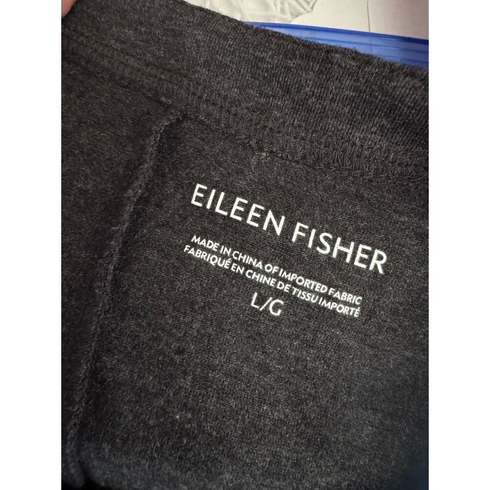 EILEEN FISHER Charcoal Heather Grey Lightweight Slub Knit Shift T-Shirt Dress L - Picture 2 of 7